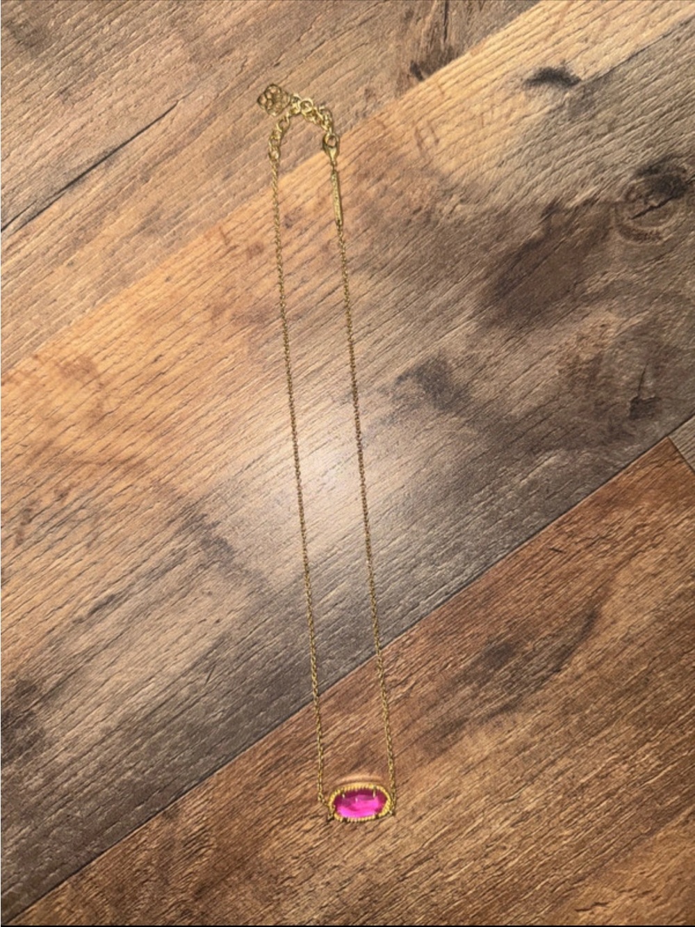 Gold Chain Pendant Necklace with Pink Stone Kendra Scott